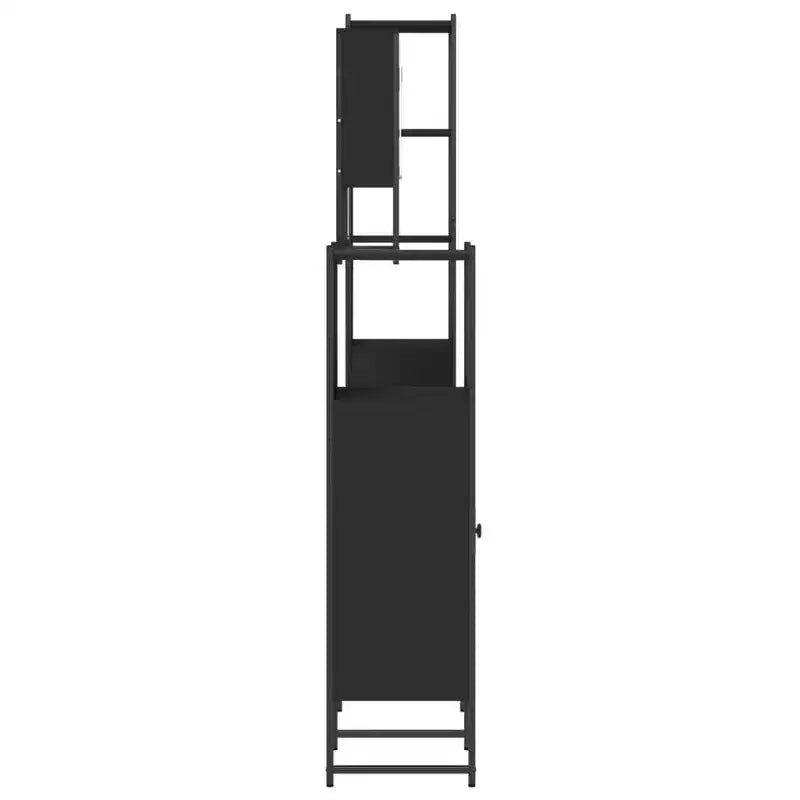 Set mobile bagno 4 pezzi, stile moderno, rovere nero / fumé