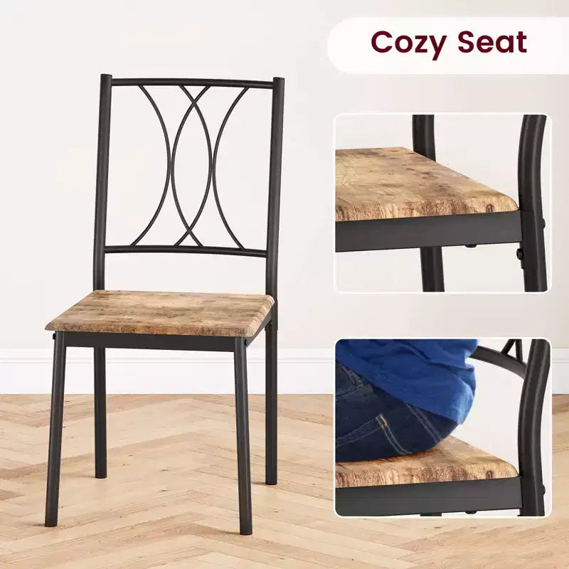 Set da pranzo grigio da 5 pezzi per 4 persone, tavolo rettangolare con 4 sedie imbottite