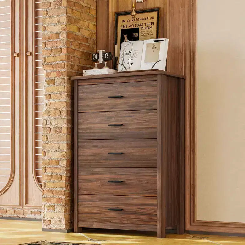Grigio Antico / Noce, Set Camera da Letto Queen 4 Pezzi con Testiera Contenitore, per 1–2 Persone