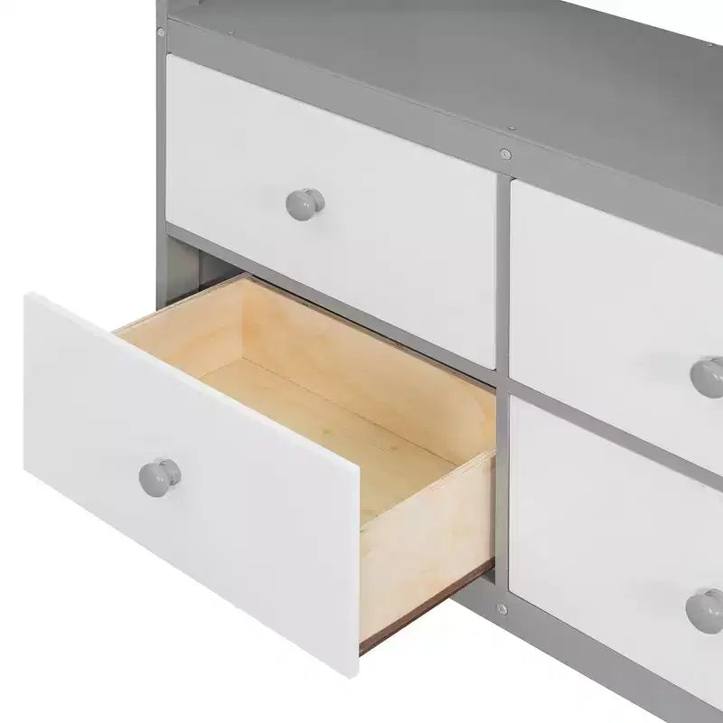 Letto a castello nero/grigio/rosa da una piazza e mezza con cassettiera illuminata e contenitore, per 2