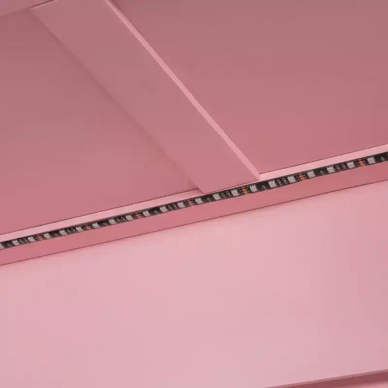 Letto a castello nero/grigio/rosa da una piazza e mezza con cassettiera illuminata e contenitore, per 2