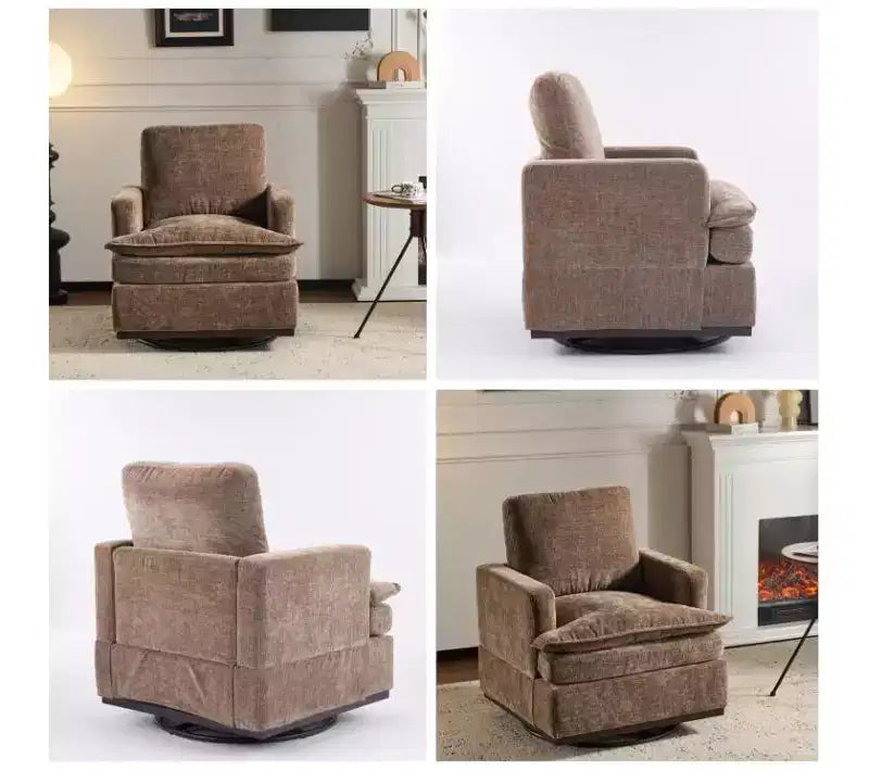 Poltrona girevole accentuale a botte in velluto beige/nero/marrone/verde scuro/azzurro, a sedile singolo
