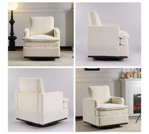 Poltrona girevole accentuale a botte in velluto beige/nero/marrone/verde scuro/azzurro, a sedile singolo