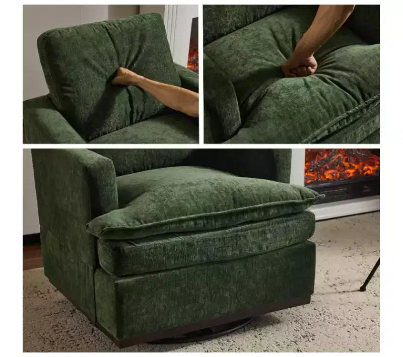 Poltrona girevole accentuale a botte in velluto beige/nero/marrone/verde scuro/azzurro, a sedile singolo