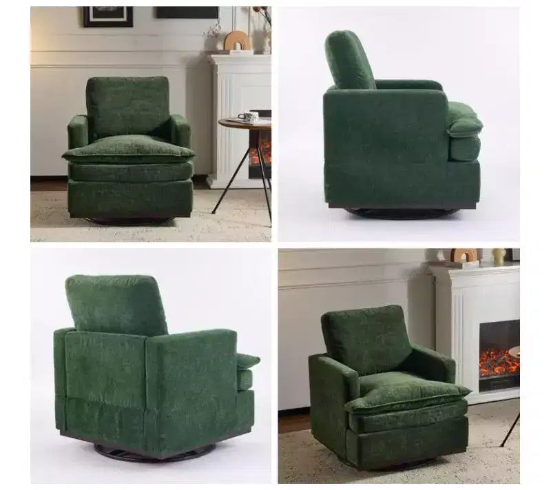 Poltrona girevole accentuale a botte in velluto beige/nero/marrone/verde scuro/azzurro, a sedile singolo