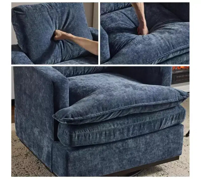 Poltrona girevole accentuale a botte in velluto beige/nero/marrone/verde scuro/azzurro, a sedile singolo