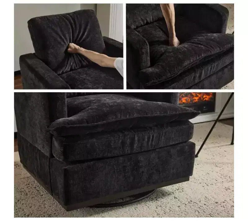 Poltrona girevole accentuale a botte in velluto beige/nero/marrone/verde scuro/azzurro, a sedile singolo