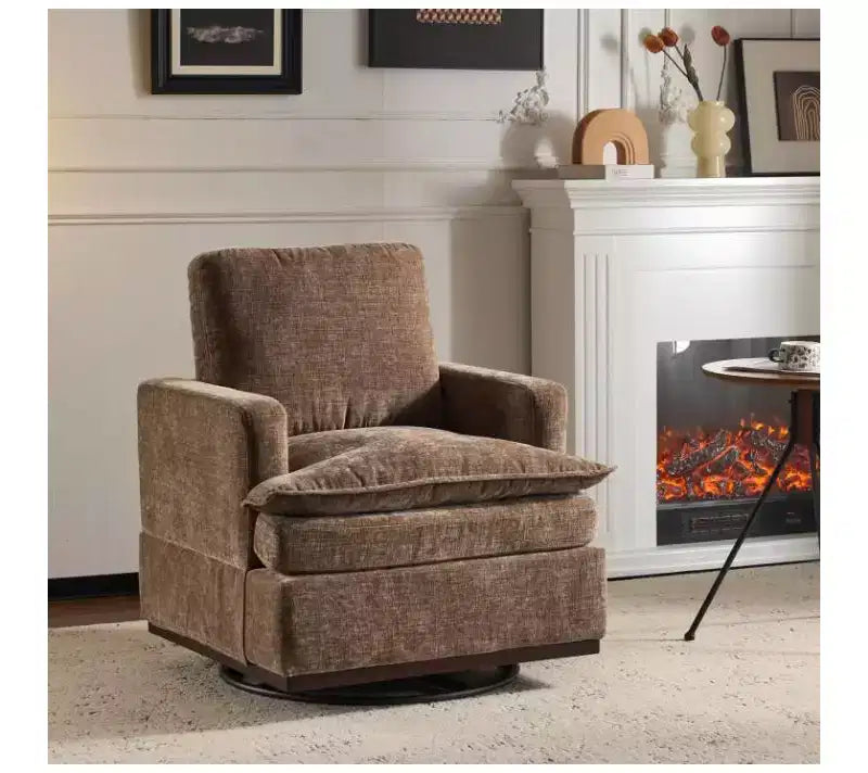 Poltrona girevole accentuale a botte in velluto beige/nero/marrone/verde scuro/azzurro, a sedile singolo