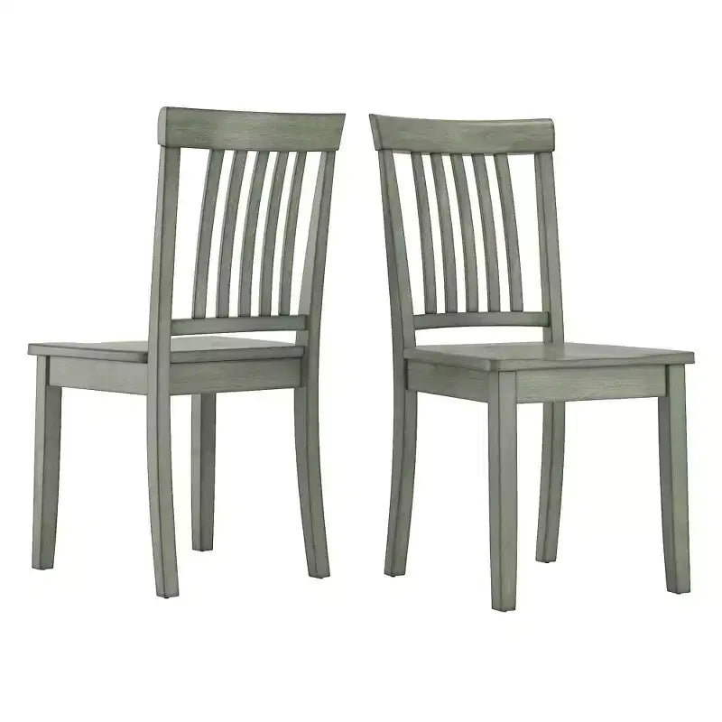 Nero antico / Grigio / Verde salvia / Bianco, Bacca, Rovere, Denim consumato – Sedia da pranzo senza braccioli con schienale a doghe, set da 2