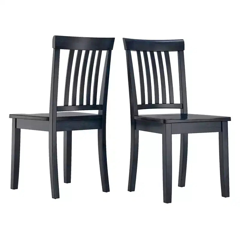 Nero antico / Grigio / Verde salvia / Bianco, Bacca, Rovere, Denim consumato – Sedia da pranzo senza braccioli con schienale a doghe, set da 2