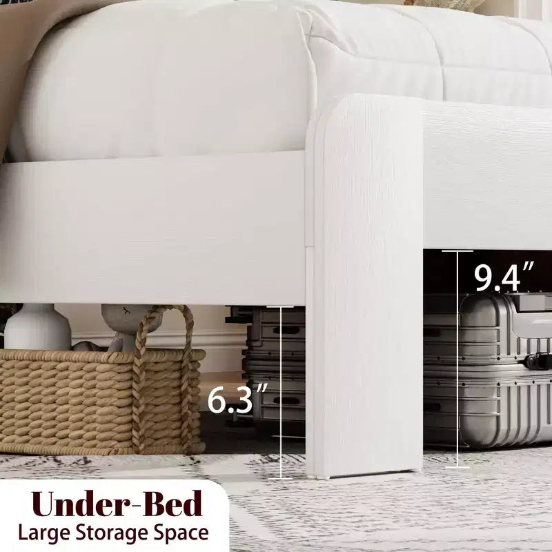 Letto a piattaforma marrone/bianco con ricarica USB, Queen/King, 1 posto