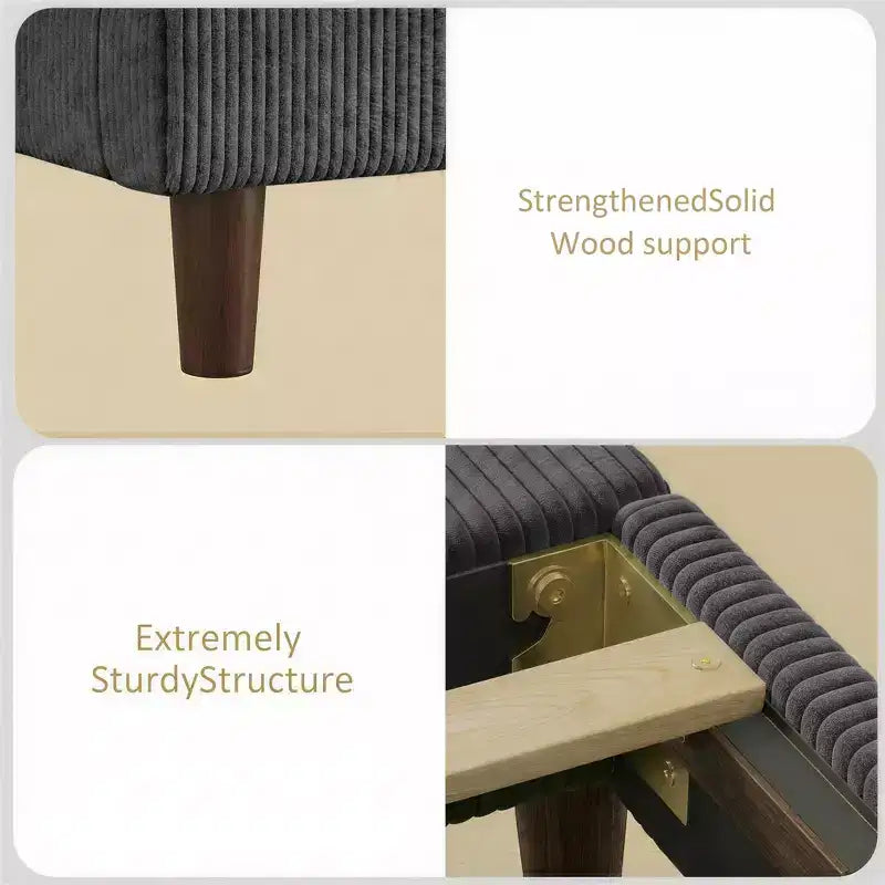 Giroletto Queen Wingback in Velluto a Coste Beige/Grigio/Verde, Imbottito, per 1 Persona