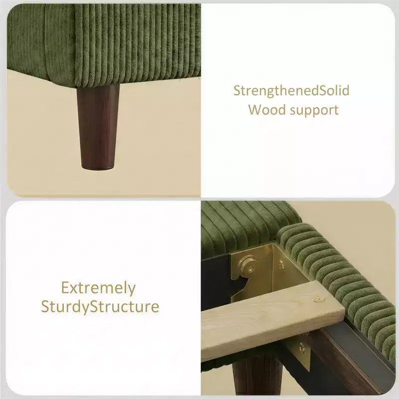 Giroletto Queen Wingback in Velluto a Coste Beige/Grigio/Verde, Imbottito, per 1 Persona