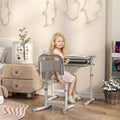 Set Scrivania e Sedia per Bambini Regolabili in Altezza, Grigio, 1 Posto