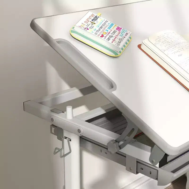 Set Scrivania e Sedia per Bambini Regolabili in Altezza, Grigio, 1 Posto