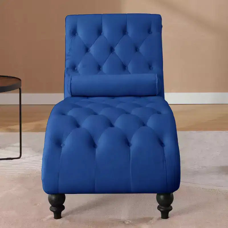 Chaise longue trapuntata in velluto nero / blu navy / rosso, senza braccioli, 1 posto