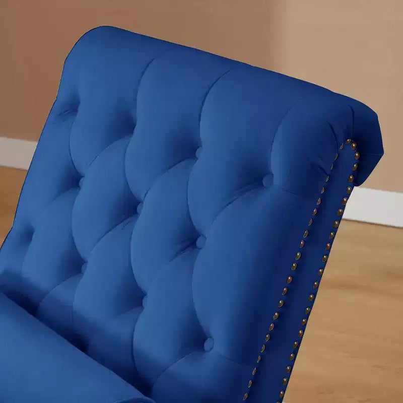 Chaise longue trapuntata in velluto nero / blu navy / rosso, senza braccioli, 1 posto
