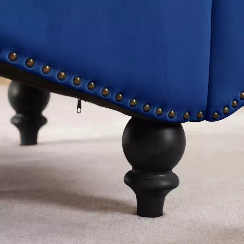 Chaise longue trapuntata in velluto nero / blu navy / rosso, senza braccioli, 1 posto