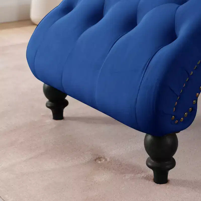 Chaise longue trapuntata in velluto nero / blu navy / rosso, senza braccioli, 1 posto