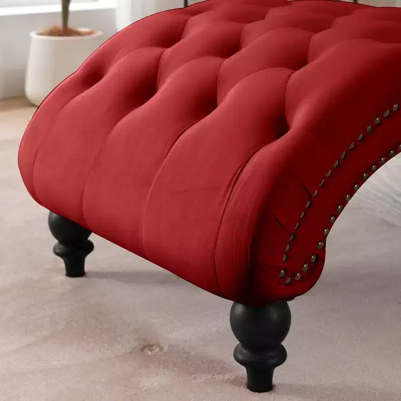 Chaise longue trapuntata in velluto nero / blu navy / rosso, senza braccioli, 1 posto