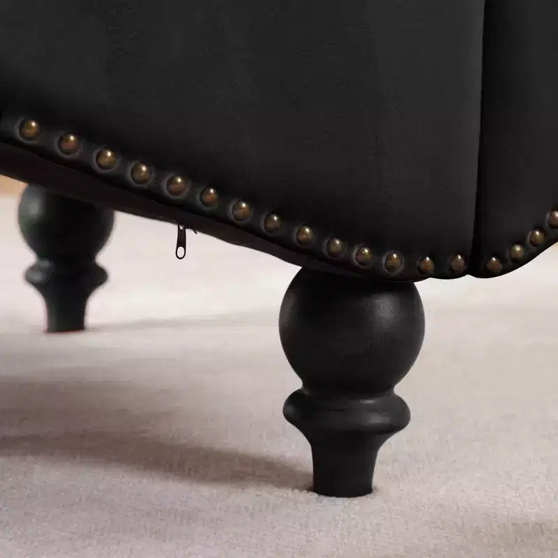 Chaise longue trapuntata in velluto nero / blu navy / rosso, senza braccioli, 1 posto