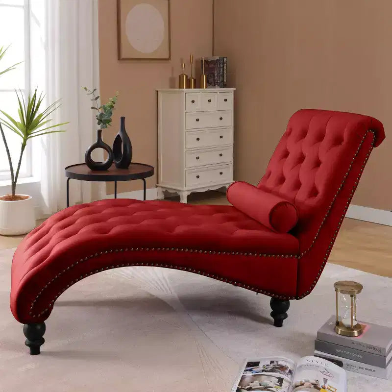Chaise longue trapuntata in velluto nero / blu navy / rosso, senza braccioli, 1 posto