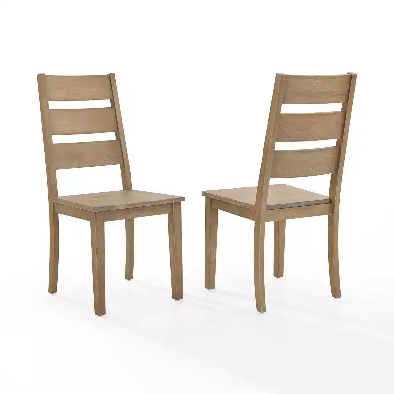 Sedie da pranzo Rustiche Marroni con Schienale a Scala, Set da 2