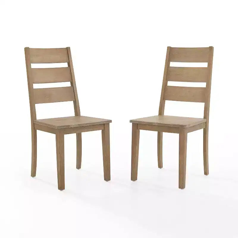 Sedie da pranzo Rustiche Marroni con Schienale a Scala, Set da 2