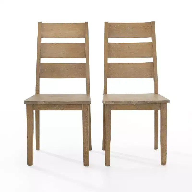 Sedie da pranzo Rustiche Marroni con Schienale a Scala, Set da 2