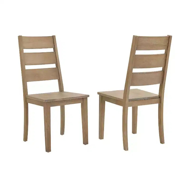 Sedie da pranzo Rustiche Marroni con Schienale a Scala, Set da 2
