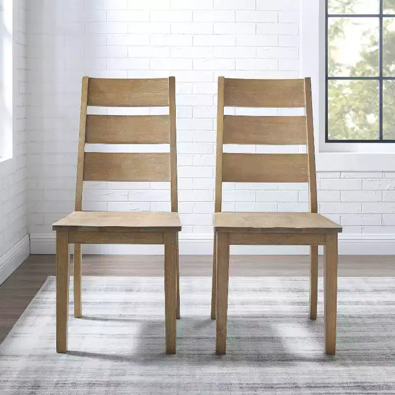 Sedie da pranzo Rustiche Marroni con Schienale a Scala, Set da 2