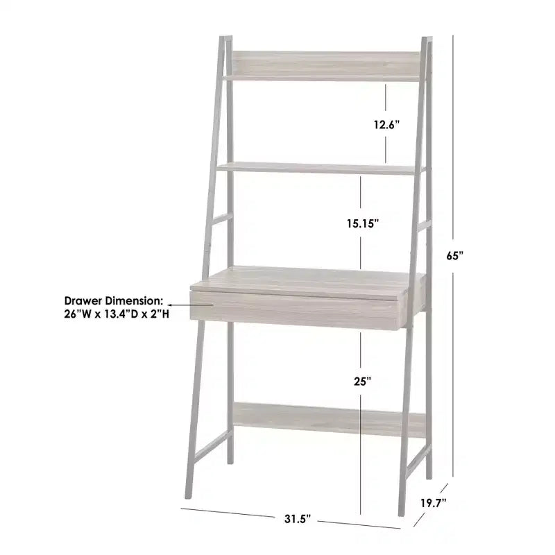 Scrivania e scaffale a scala in 2 pezzi, noce/nero, 1 persona