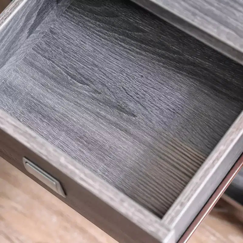 Tavolino con 1 cassetto, in legno grigio, 1 pezzo