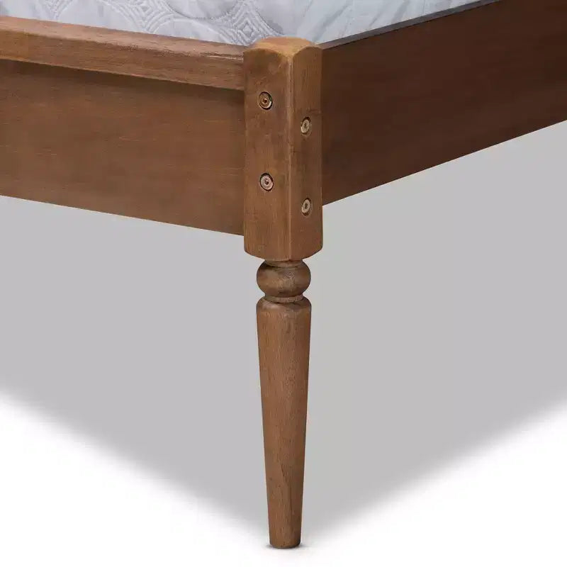 Letto King con piattaforma in Rattan Naturale Intrecciato, Marrone/Noce Cenere, Per 1-2 Adulti