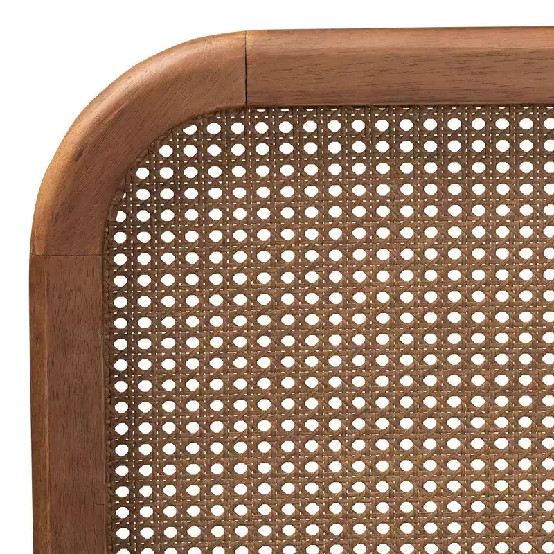 Letto King con piattaforma in Rattan Naturale Intrecciato, Marrone/Noce Cenere, Per 1-2 Adulti