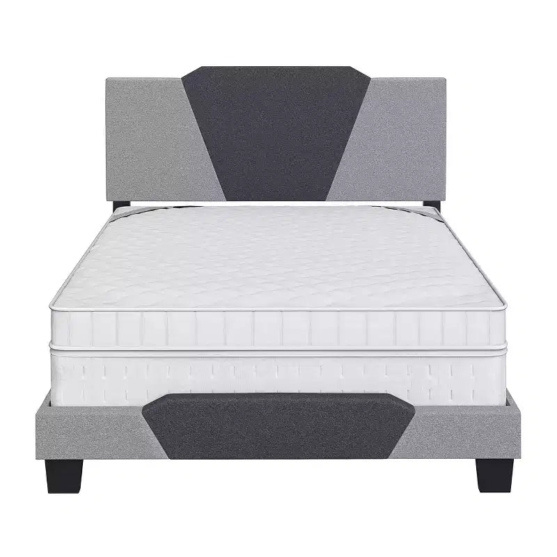 Struttura letto matrimoniale queen size in lino bicolore antracite/grigio, 2 persone