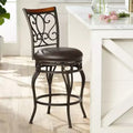 Sgabello da bancone girevole rotondo in bronzo, similpelle marrone, 1 posto