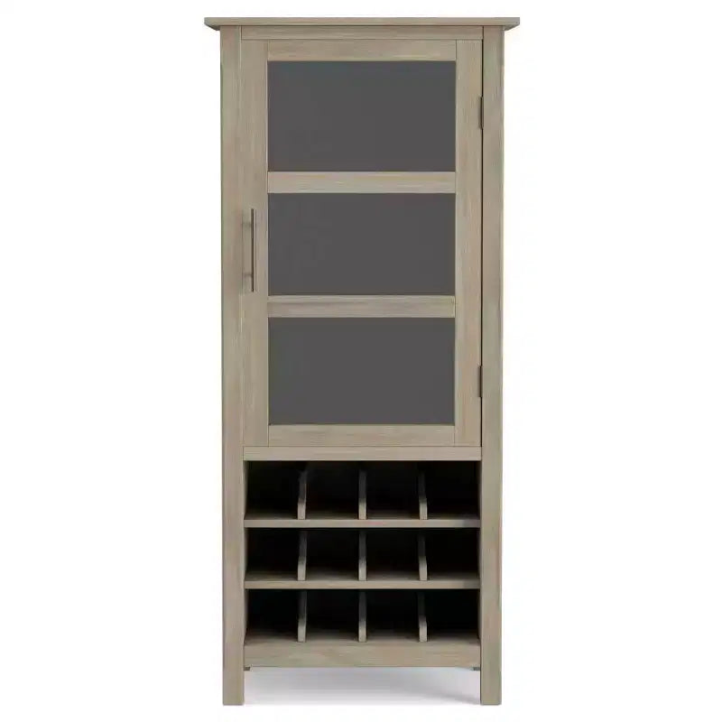 Mobile Bar in Marrone Tabacco Scuro / Grigio Invecchiato con Contenitore Superiore per Vino – 12 Bottiglie, 1 Persona