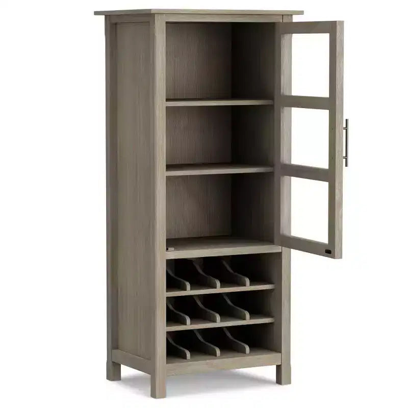 Mobile Bar in Marrone Tabacco Scuro / Grigio Invecchiato con Contenitore Superiore per Vino – 12 Bottiglie, 1 Persona