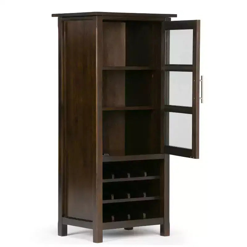 Mobile Bar in Marrone Tabacco Scuro / Grigio Invecchiato con Contenitore Superiore per Vino – 12 Bottiglie, 1 Persona