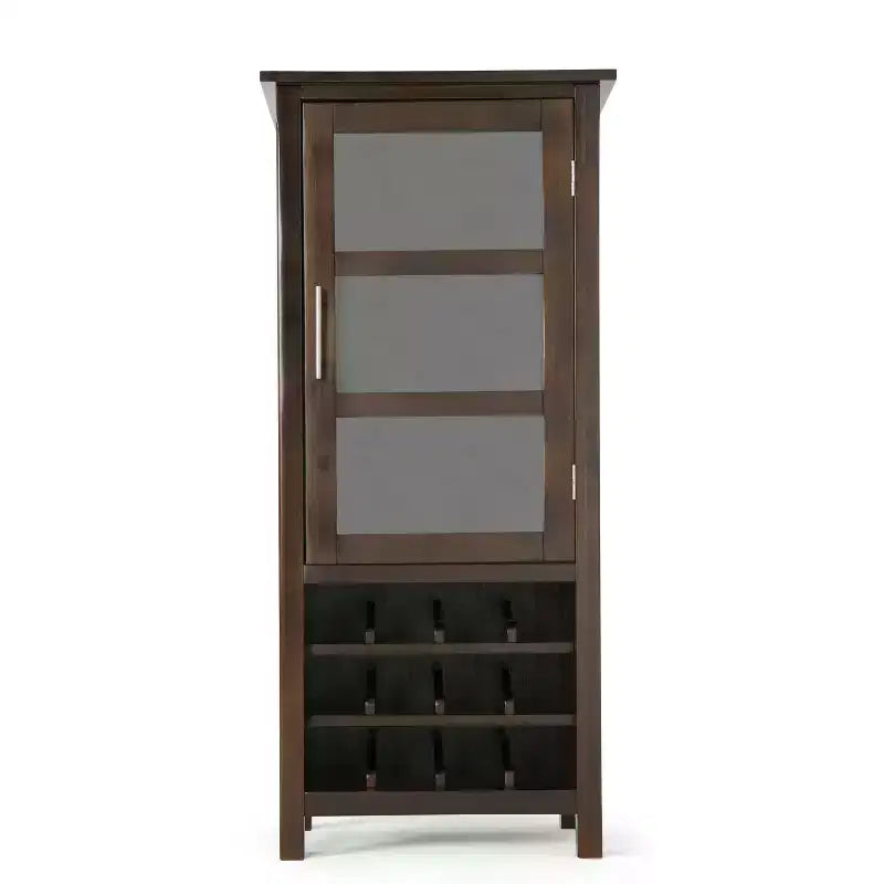 Mobile Bar in Marrone Tabacco Scuro / Grigio Invecchiato con Contenitore Superiore per Vino – 12 Bottiglie, 1 Persona