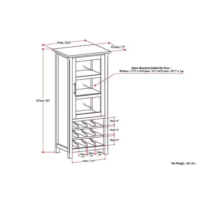 Mobile Bar in Marrone Tabacco Scuro / Grigio Invecchiato con Contenitore Superiore per Vino – 12 Bottiglie, 1 Persona
