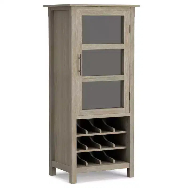 Mobile Bar in Marrone Tabacco Scuro / Grigio Invecchiato con Contenitore Superiore per Vino – 12 Bottiglie, 1 Persona