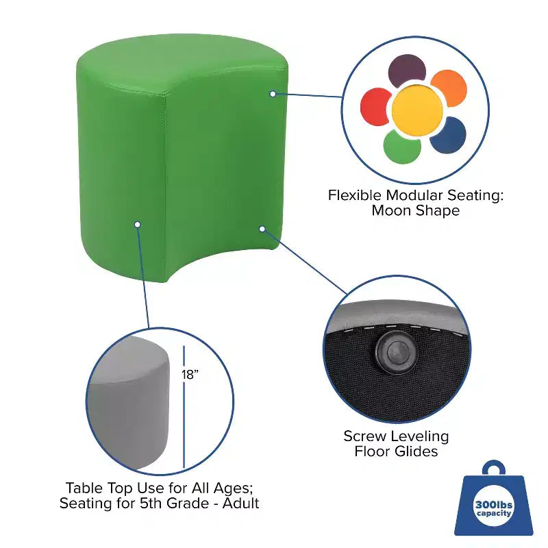 Pouf modulare a forma di luna, multicolore, seduta singola