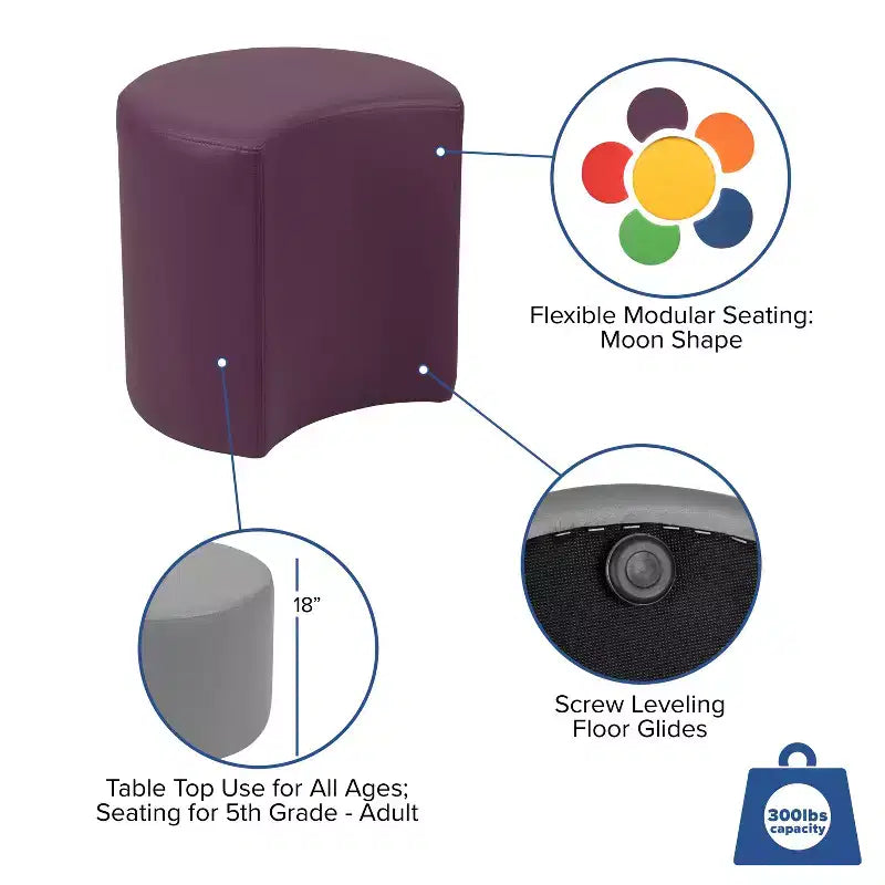 Pouf modulare a forma di luna, multicolore, seduta singola