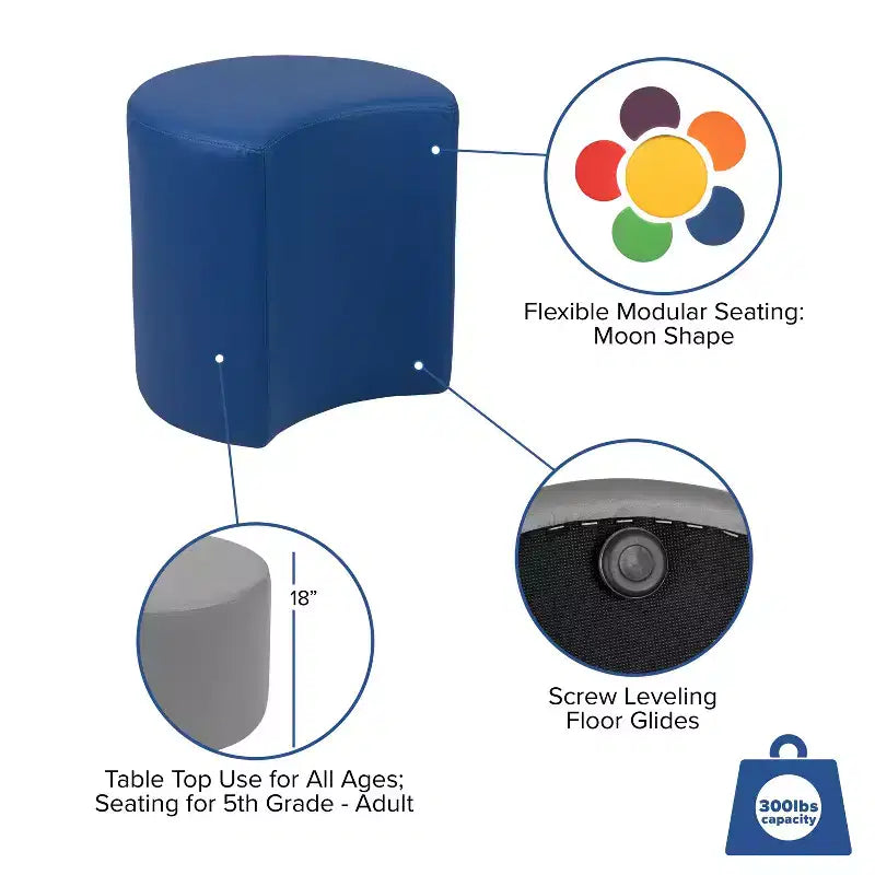 Pouf modulare a forma di luna, multicolore, seduta singola