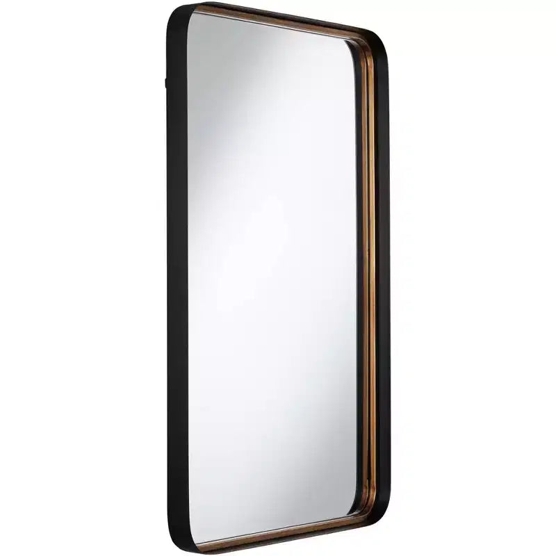 Specchio da parete rettangolare oro e nero, singolo