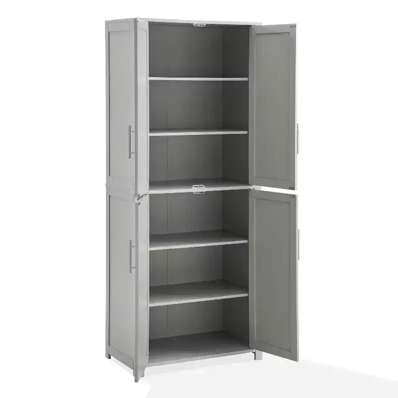 Dispensa alta stile Shaker, grigia/bianca, 4 ante, 1 persona
