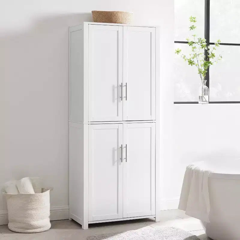 Dispensa alta stile Shaker, grigia/bianca, 4 ante, 1 persona