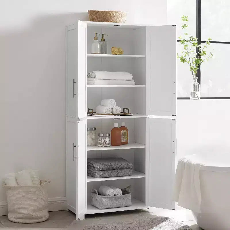 Dispensa alta stile Shaker, grigia/bianca, 4 ante, 1 persona